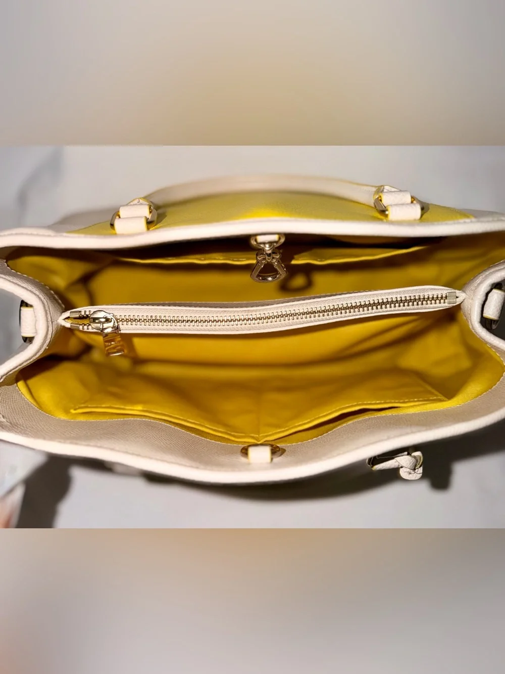 Coach Margot Carryall Bicolor Leather Yellow Chalk Large Satchel Bag